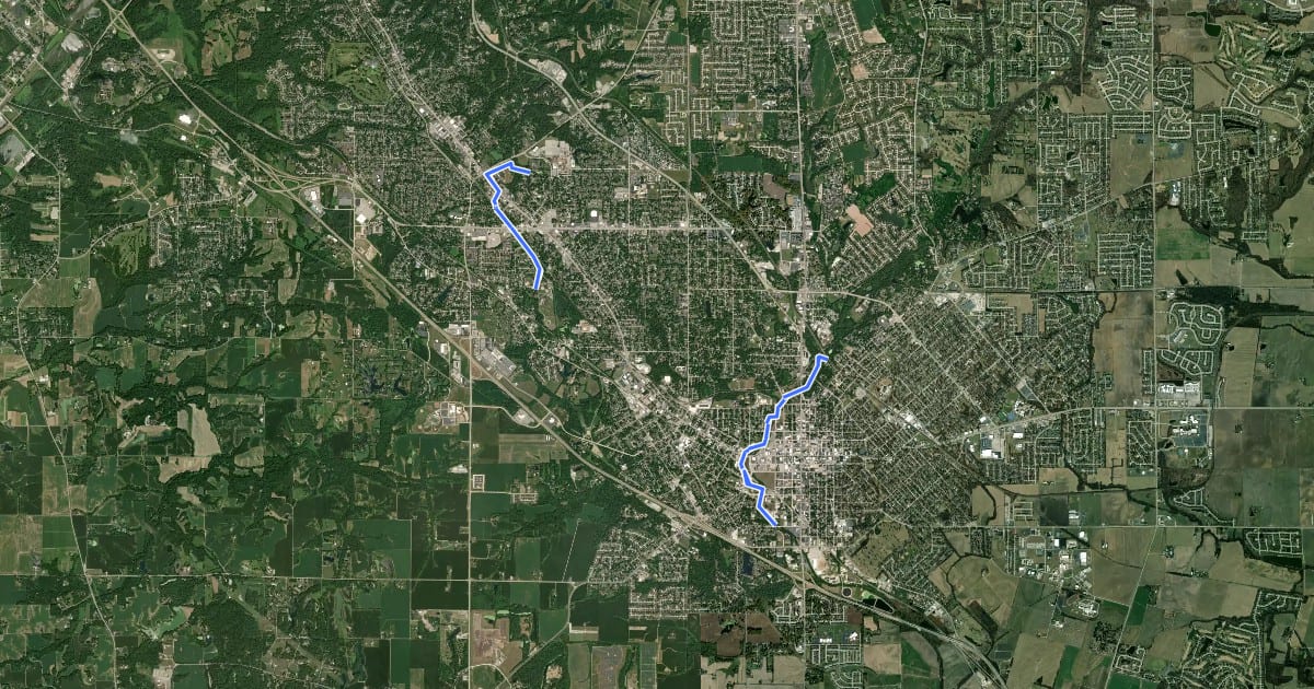 Маршрут Belleville Bikeway на спутниковом снимке