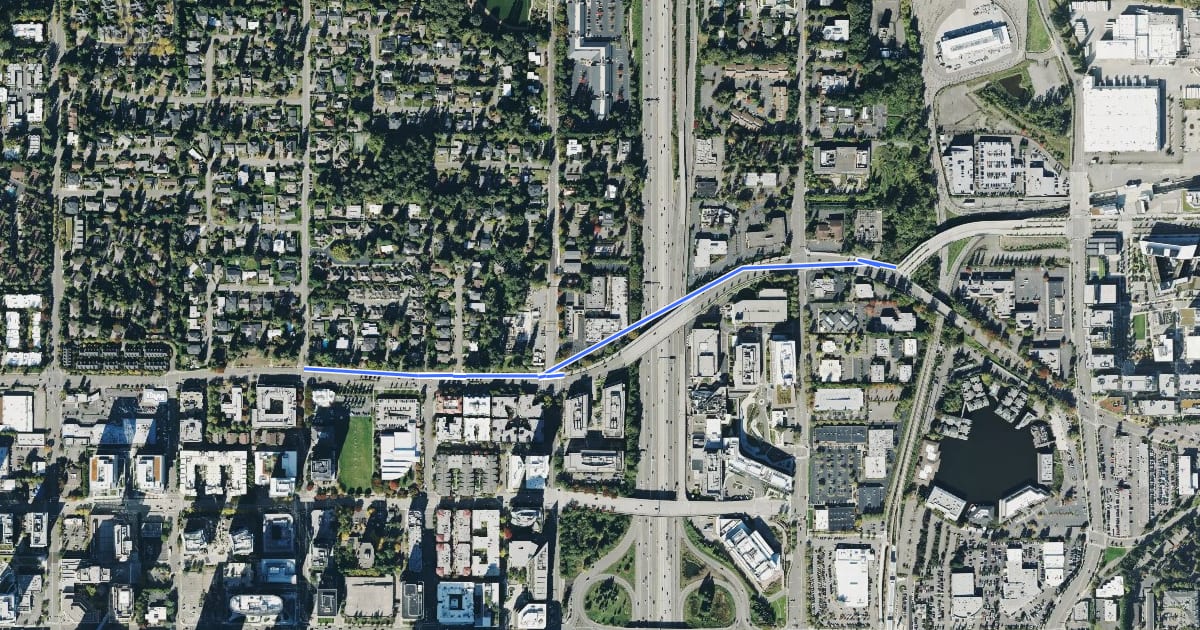 Маршрут Bellevue NE 12th Street Multipurpose Path на спутниковом снимке