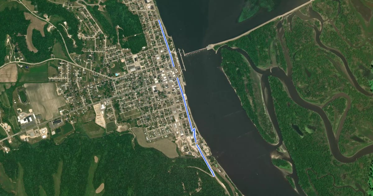 Маршрут Bellevue Riverview Walk на спутниковом снимке
