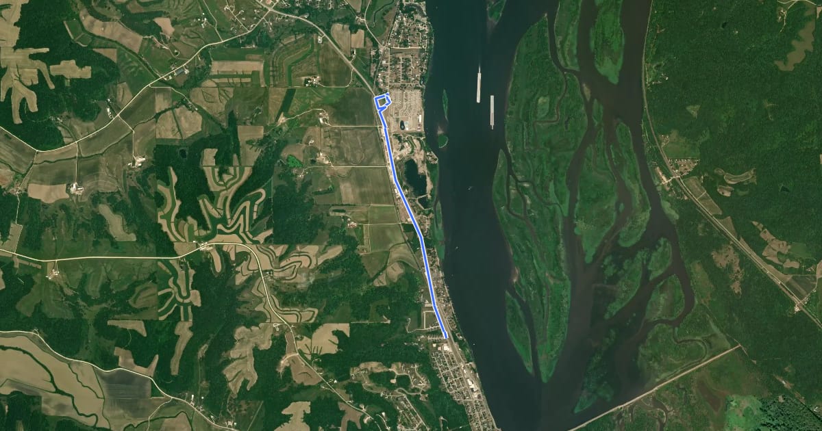 Маршрут Bellevue Rivervue Trail на спутниковом снимке