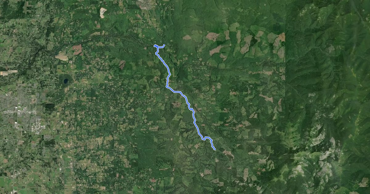 Маршрут Bells Mountain Trail на спутниковом снимке