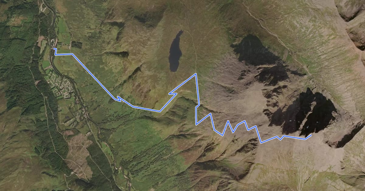 Маршрут Ben Nevis Mountain Path на спутниковом снимке