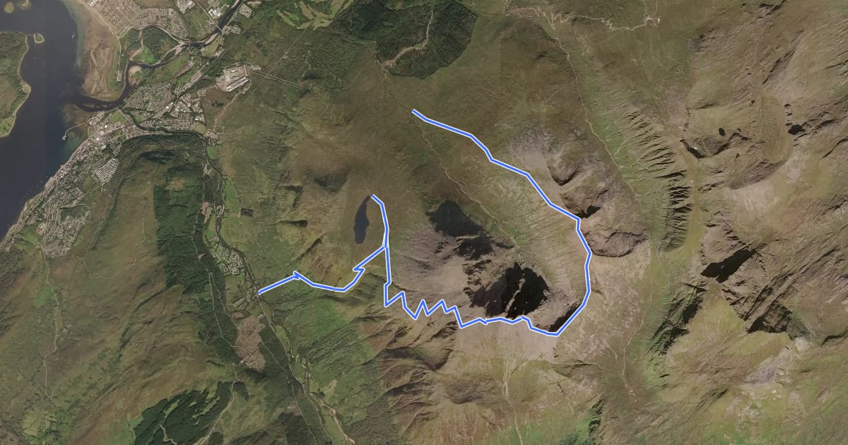 Маршрут Ben Nevis Trail на спутниковом снимке