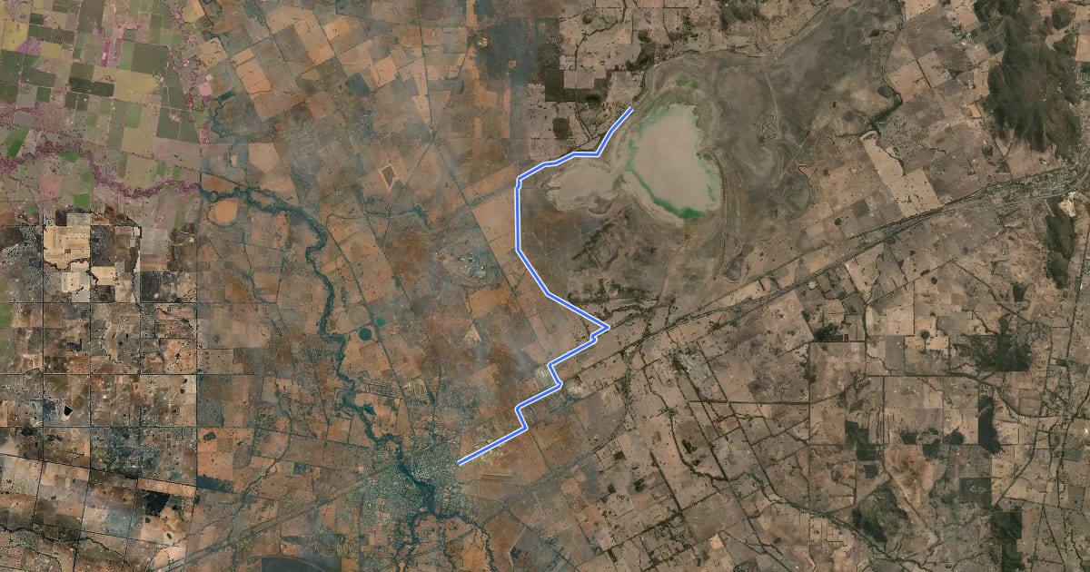 Маршрут Benalla-Mokoan Discovery Trail на спутниковом снимке