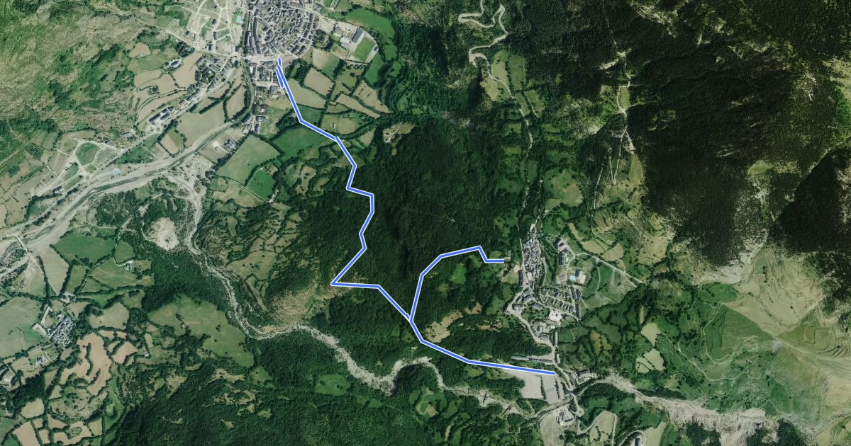 Маршрут Benasque – Cerler на спутниковом снимке