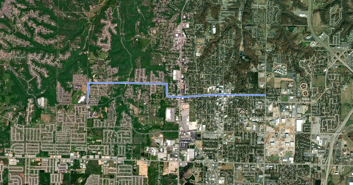 Маршрут Bentonville Red Route на спутниковом снимке
