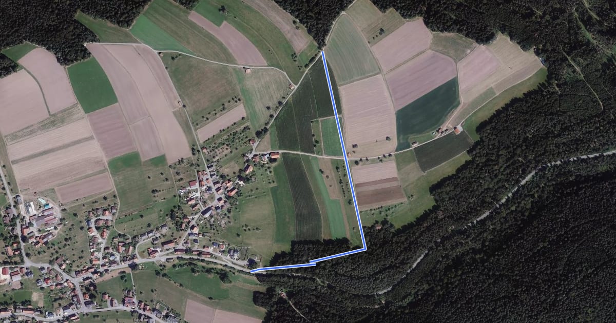 Маршрут Über dem Zwerchäcker - Oberkollwangen Friedhof на спутниковом снимке