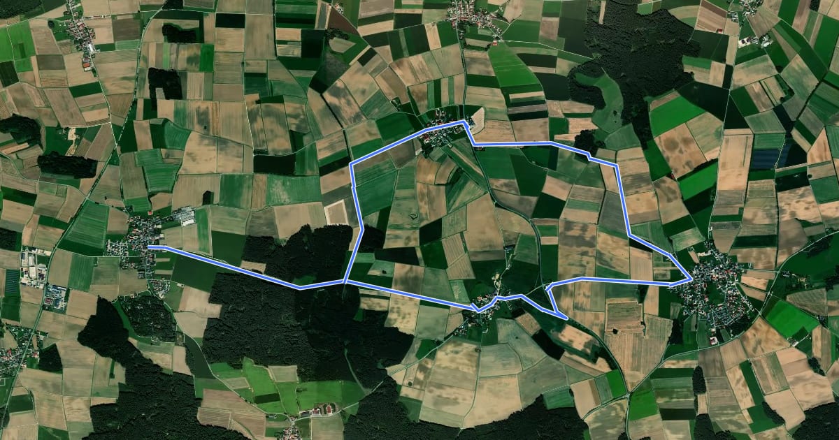 Маршрут Über die Dörfer Wanderweg Nr. 7 на спутниковом снимке