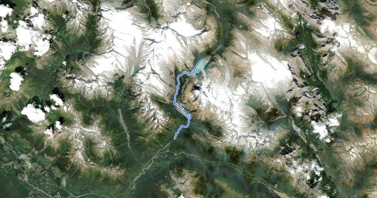 Маршрут Berg Lake Trail на спутниковом снимке