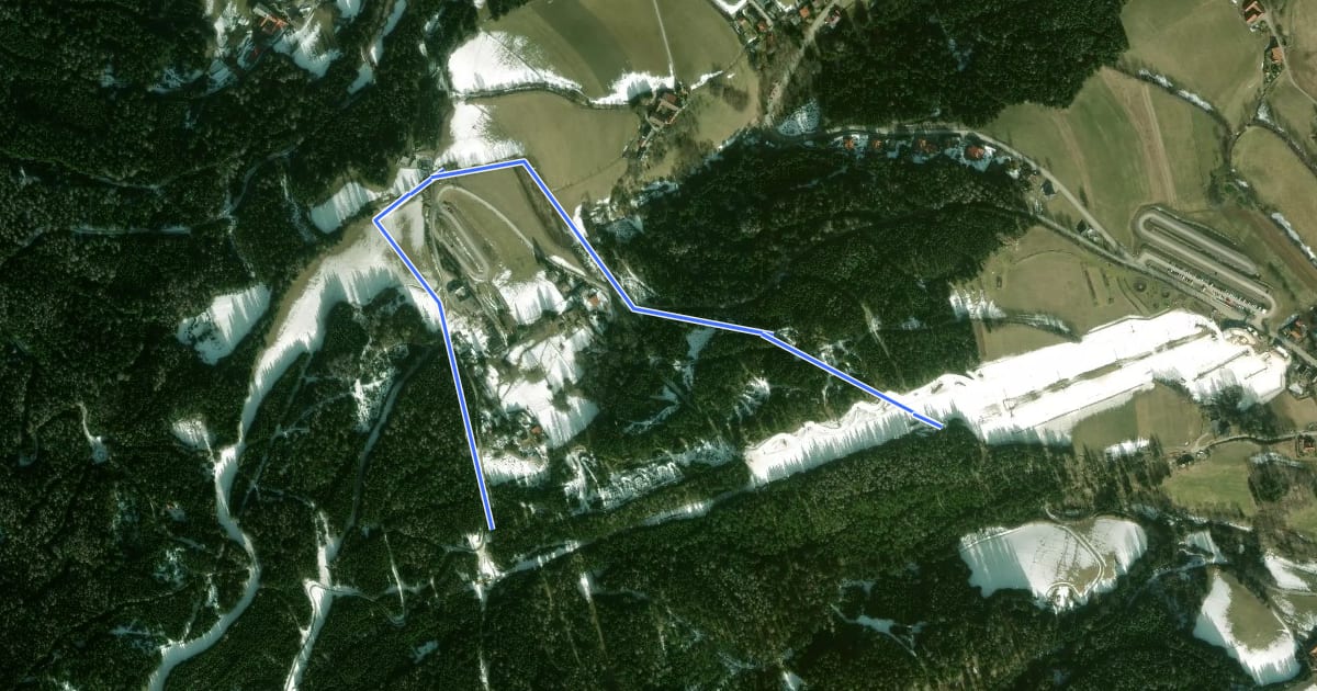 Маршрут Bergabradweg на спутниковом снимке
