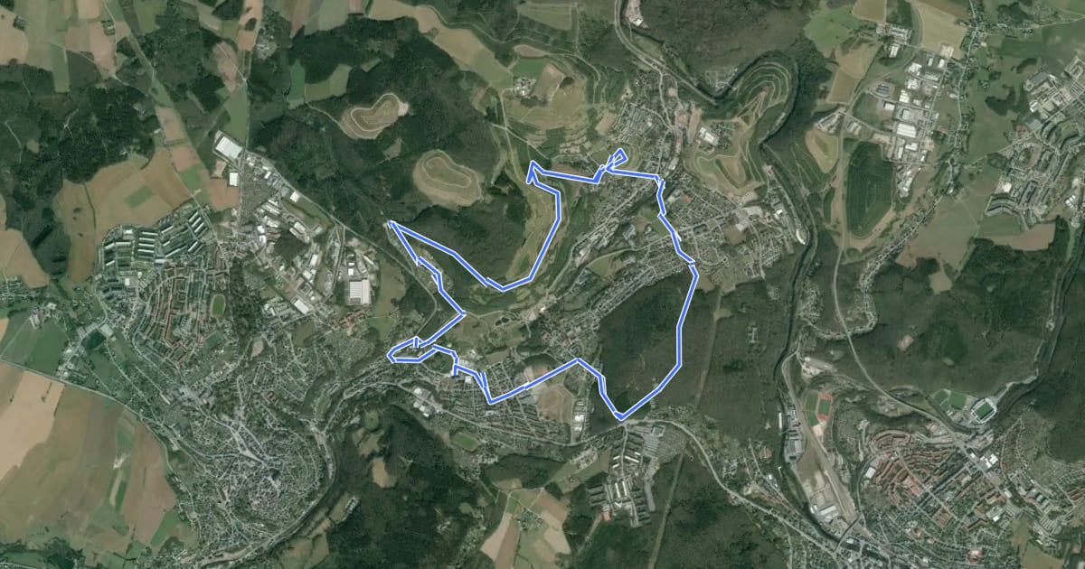 Маршрут Bergbau- und Sanierungslehrpfad Bad Schlema на спутниковом снимке