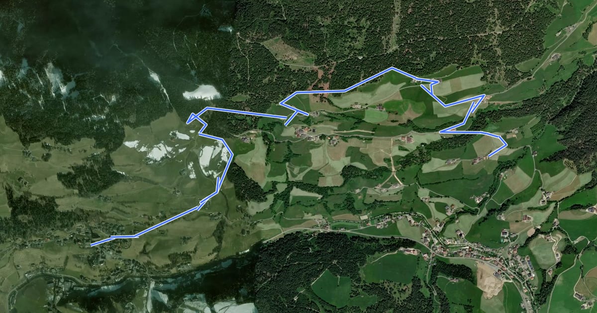Маршрут Bergbauernweg на спутниковом снимке