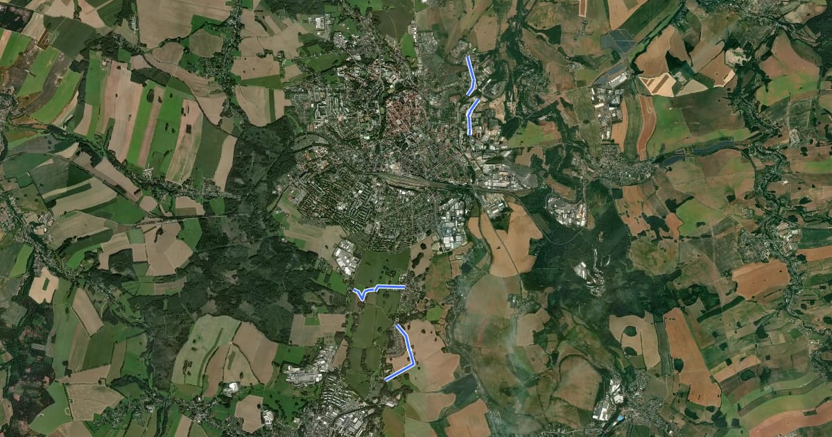 Маршрут Bergbaugeschichtliche Erkundungswege in und um Freiberg (Sachsen) на спутниковом снимке