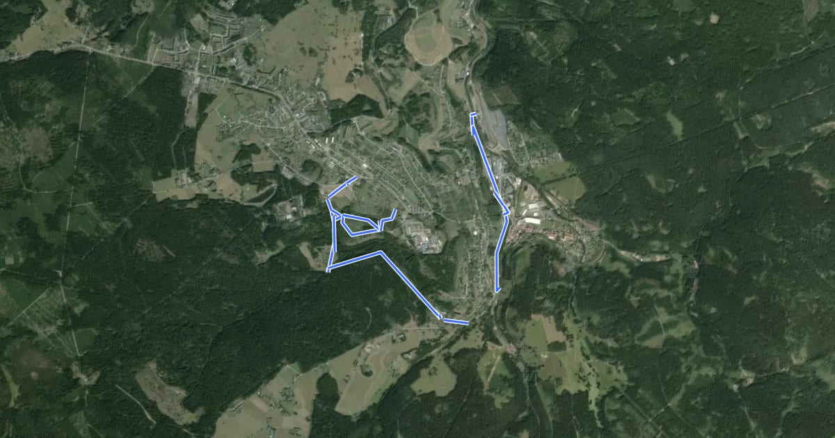 Маршрут Bergbaulehrpfad Johanngeorgenstadt на спутниковом снимке