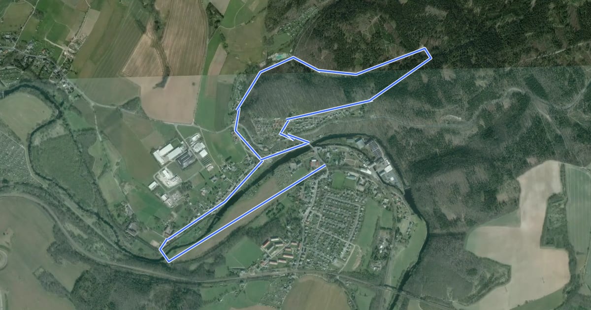 Маршрут Bergbaurundwanderweg Falkenau на спутниковом снимке