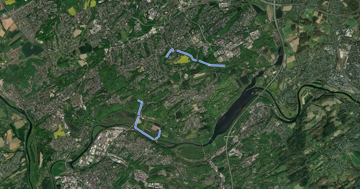Маршрут Bergbauwanderweg Bochum на спутниковом снимке