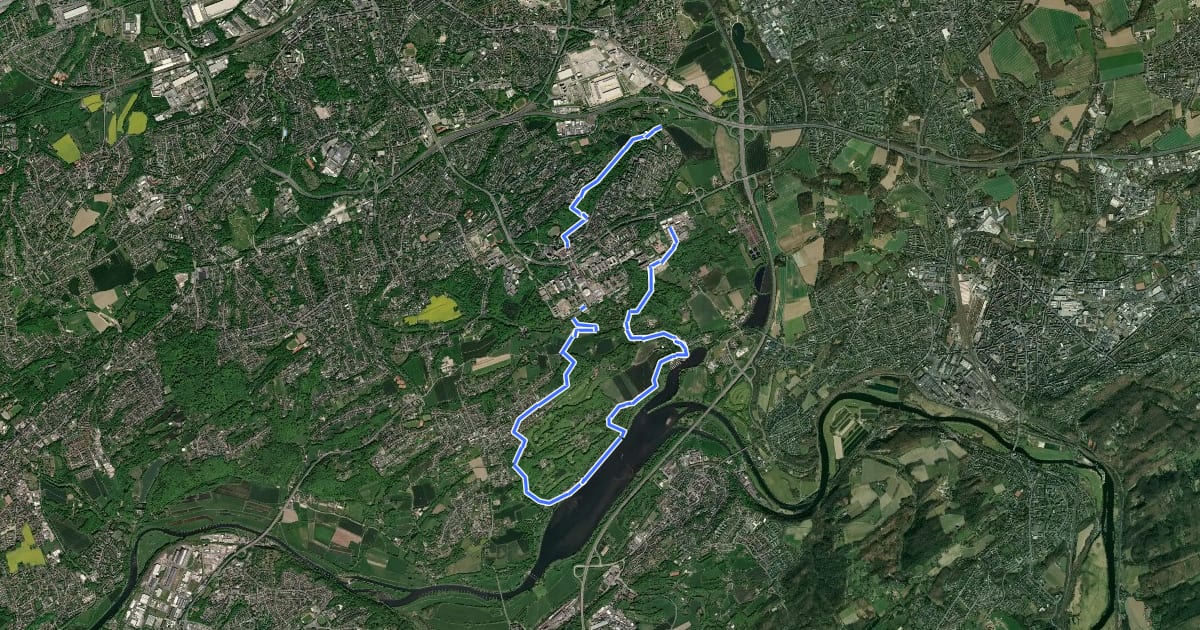 Маршрут Bergbauwanderweg Ruhr-Uni на спутниковом снимке