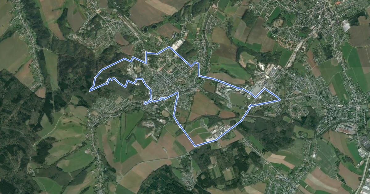 Маршрут Bergbauweg Oelsnitz на спутниковом снимке
