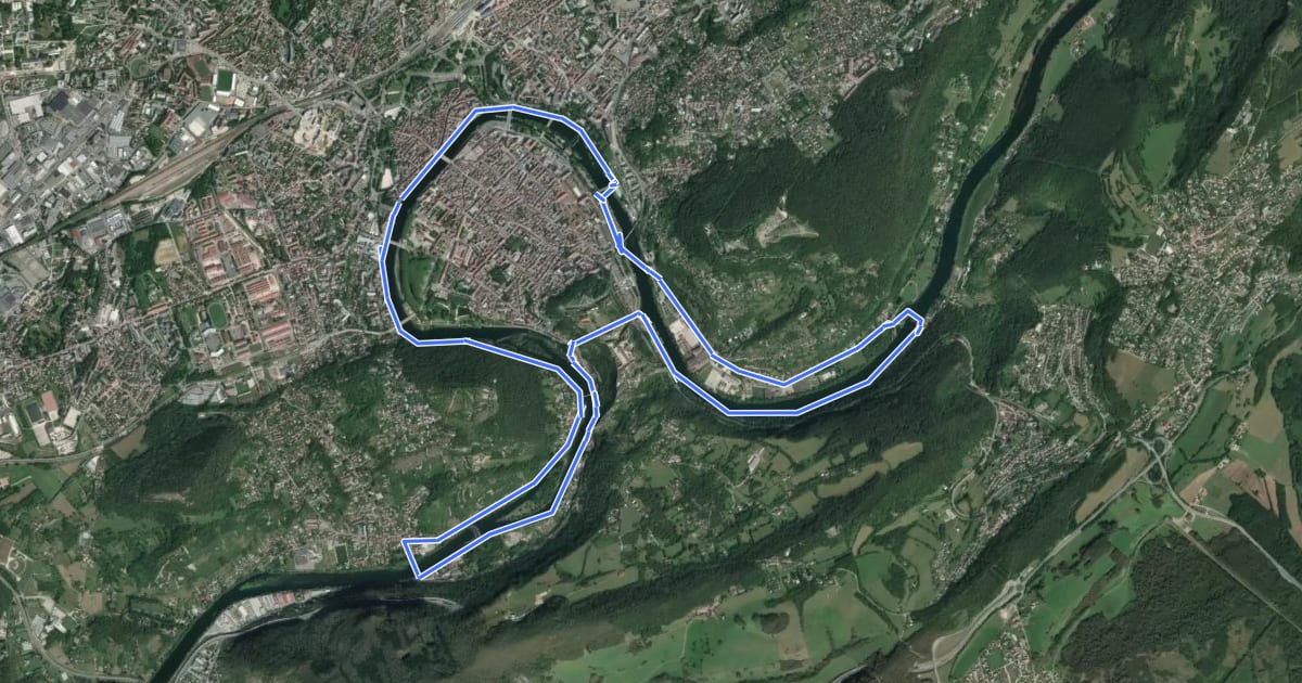 Маршрут Berges et Belvédères на спутниковом снимке