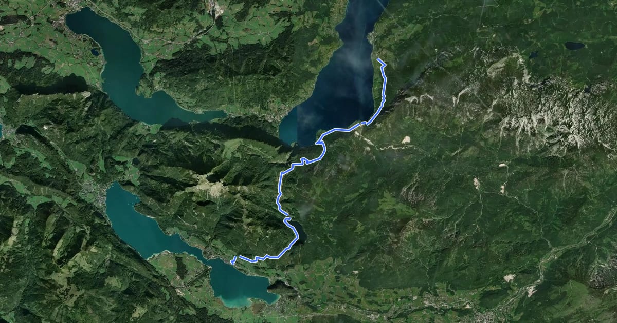 Маршрут BergeSeen Trail 03: Steinbach - St. Wolfgang на спутниковом снимке