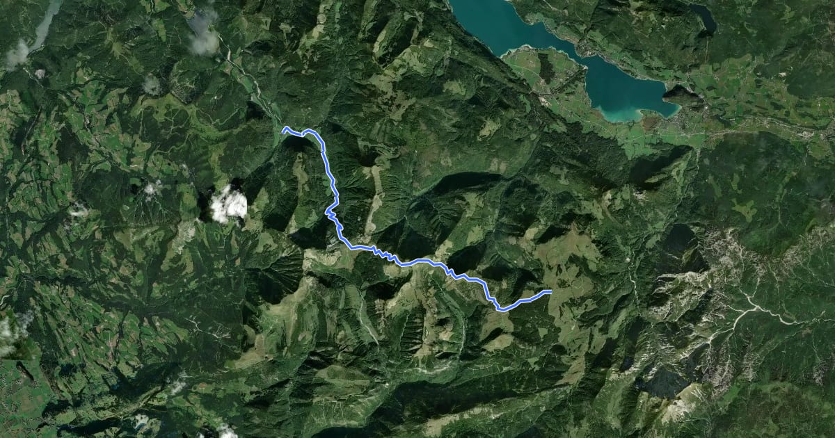 Маршрут BergeSeen Trail 09: Hintersee - Postalm на спутниковом снимке
