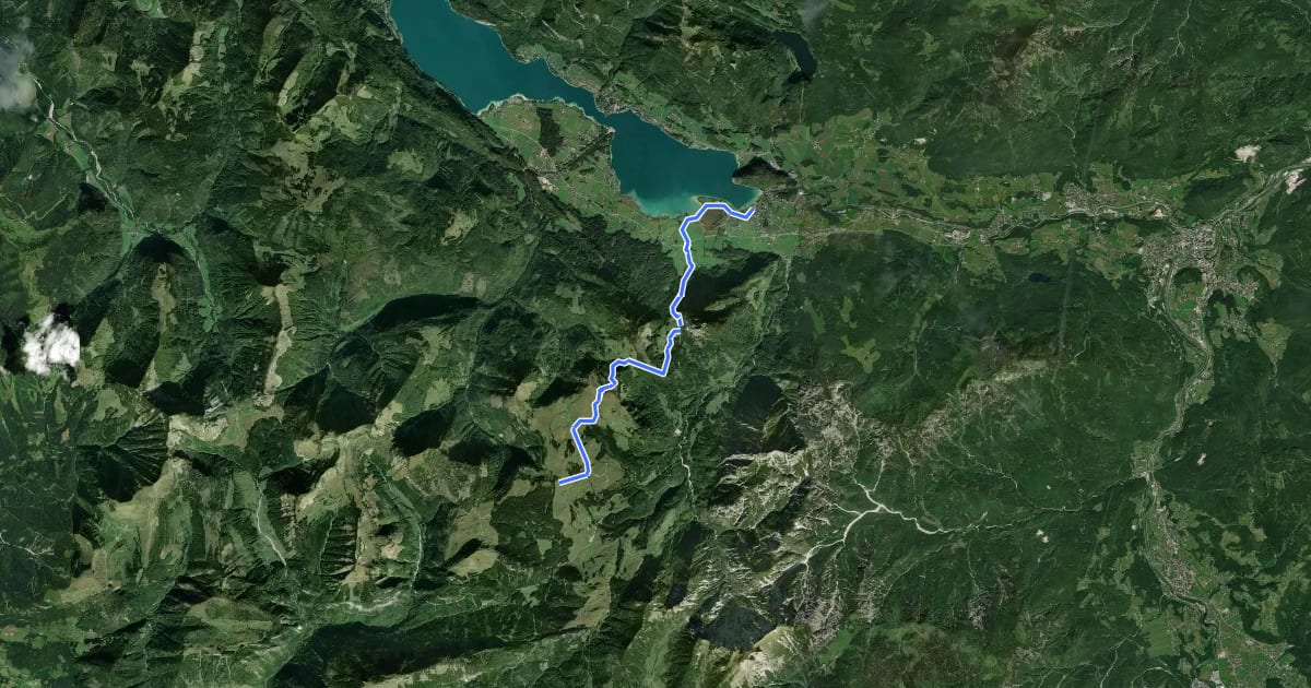 Маршрут BergeSeen Trail 10: Postalm - Strobl на спутниковом снимке
