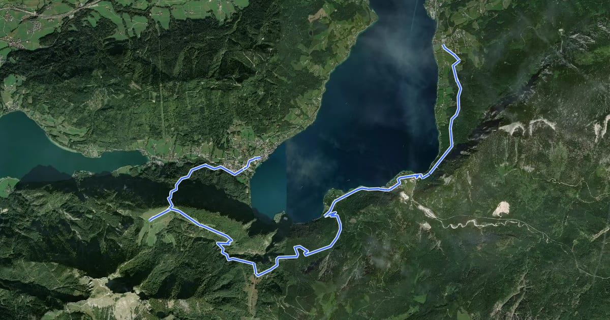 Маршрут BergeSeen Trail A3: Unterach - Steinbach на спутниковом снимке