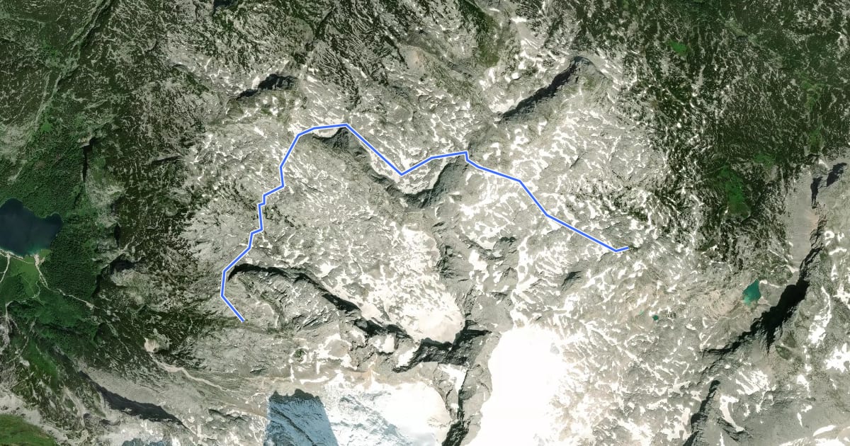 Маршрут BergeSeen Trail D4: Adamekhütte - Simonyhütte на спутниковом снимке