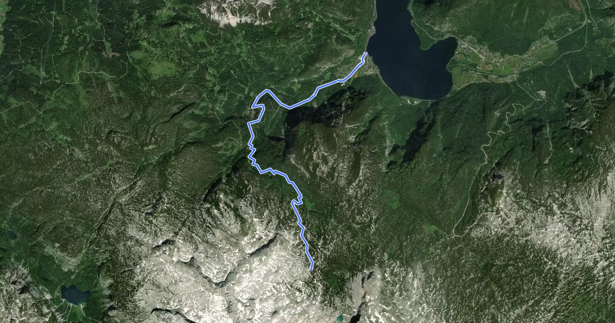 Маршрут BergeSeen Trail D5: Simonyhütte - Hallstatt на спутниковом снимке