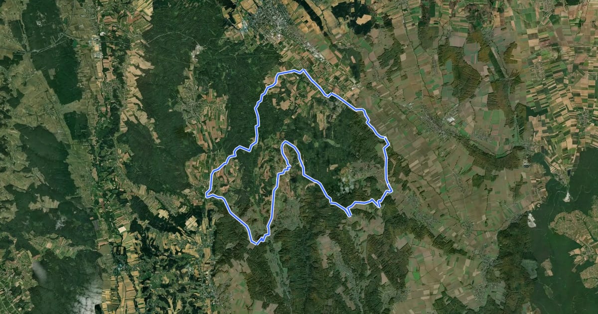 Маршрут Berghäuser-Radweg на спутниковом снимке