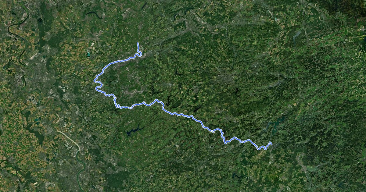 Маршрут Bergischer Panoramaradweg на спутниковом снимке
