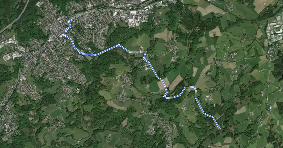 Маршрут Bergischer Panoramasteig (Zustieg Wermelskirchen) на спутниковом снимке