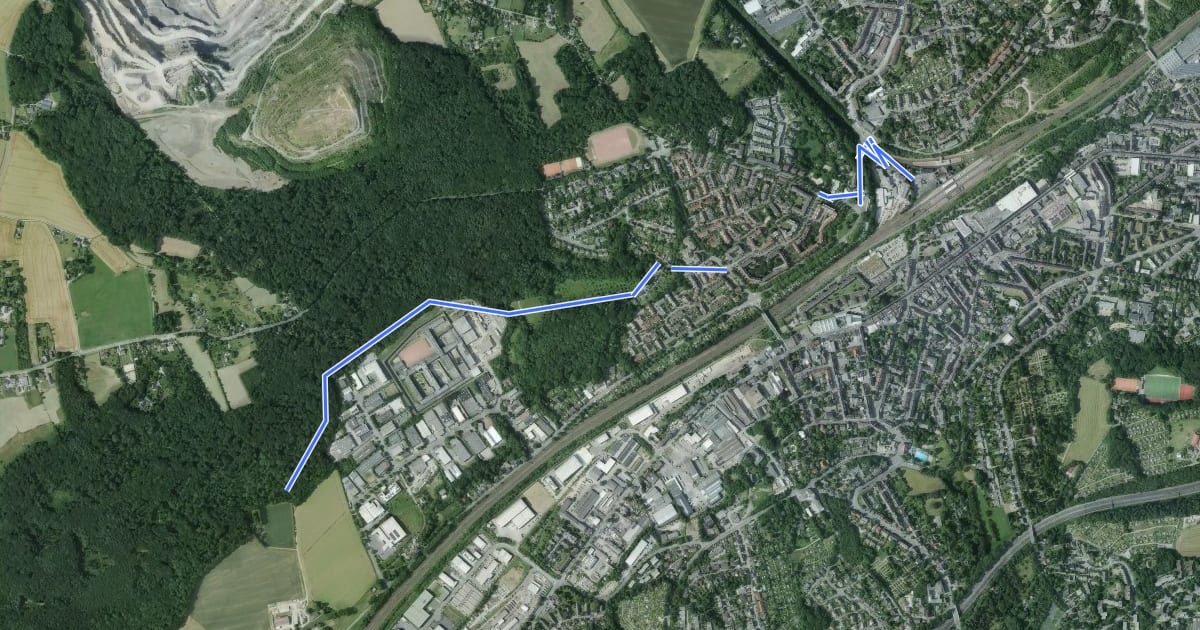 Маршрут Bergischer Weg Zuweg Vohwinkel на спутниковом снимке