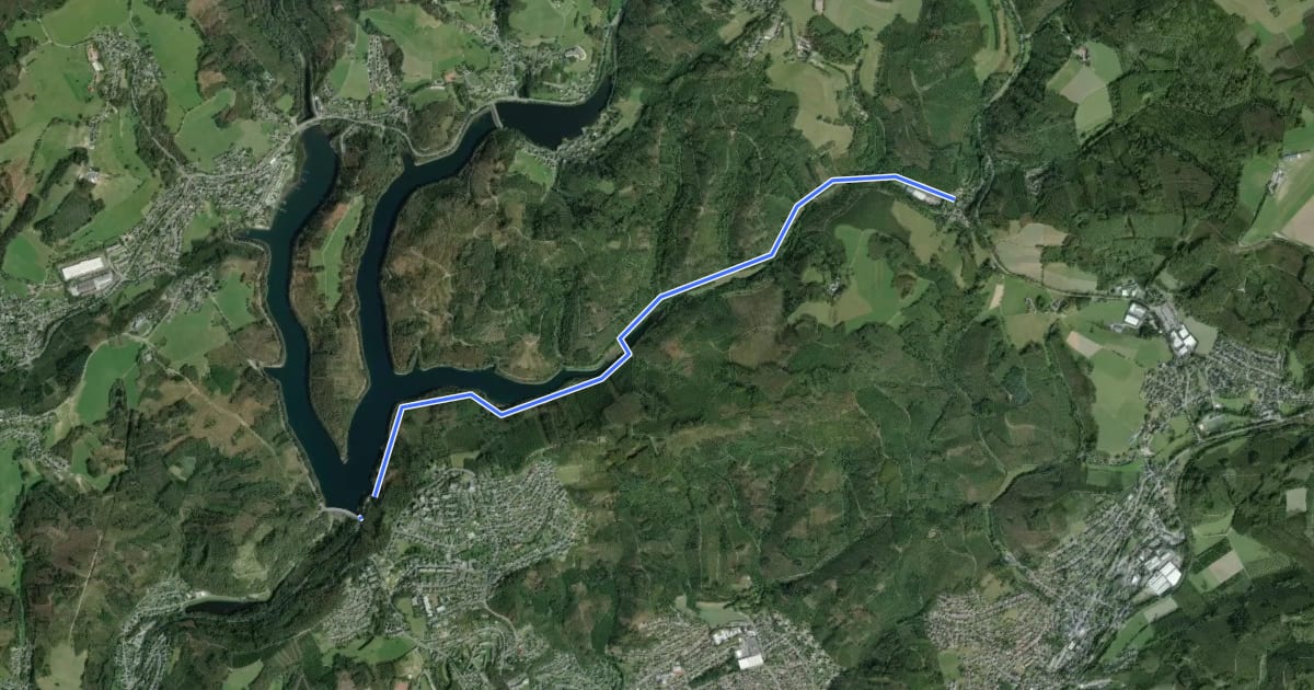 Маршрут Bergneustadt (28) - Gummersbach (38) на спутниковом снимке