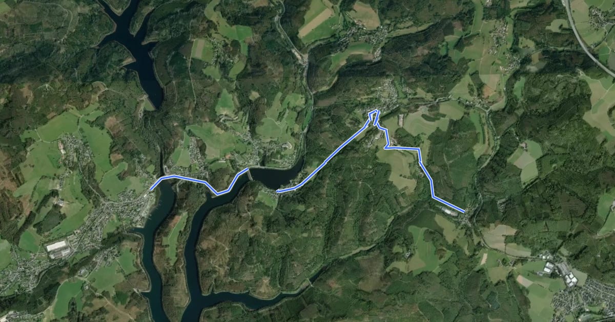 Маршрут Bergneustadt (28) - Gummersbach (56) на спутниковом снимке