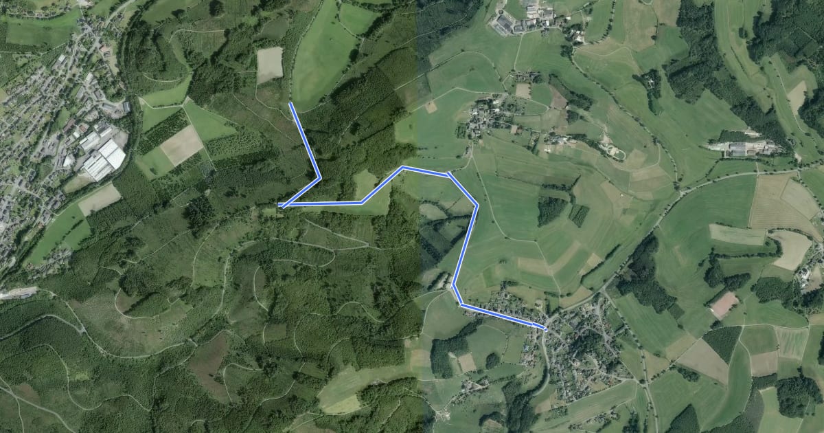 Маршрут Bergneustadt (33) - Bergneustadt (36) на спутниковом снимке