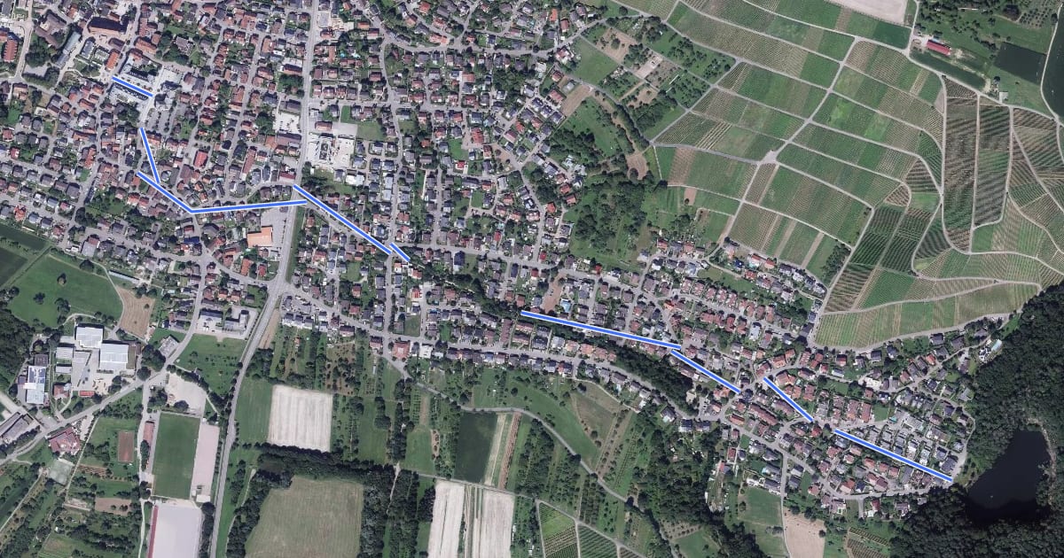 Маршрут Bergsee - Sinzheim Ortsmitte на спутниковом снимке