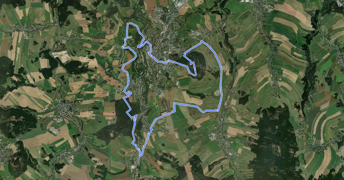Маршрут Bergstadt-Trail Annaberg-Buchholz на спутниковом снимке