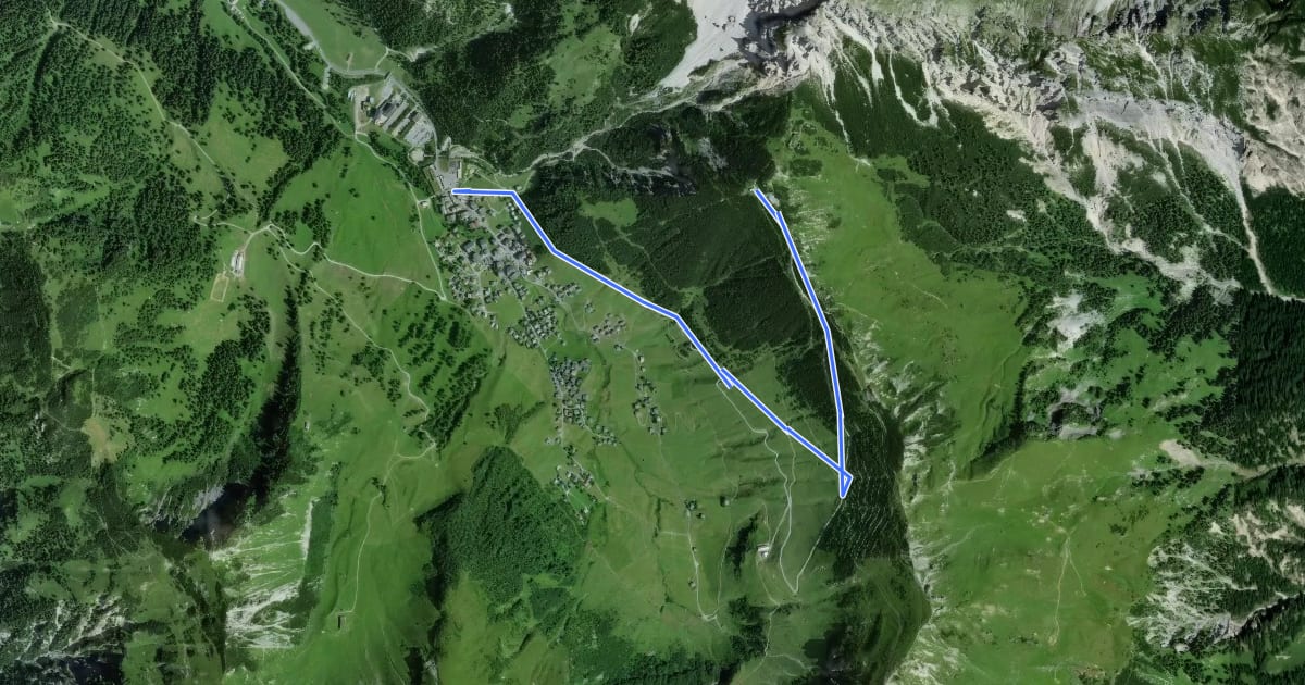 Маршрут Bergstation Sareis - Malbun на спутниковом снимке