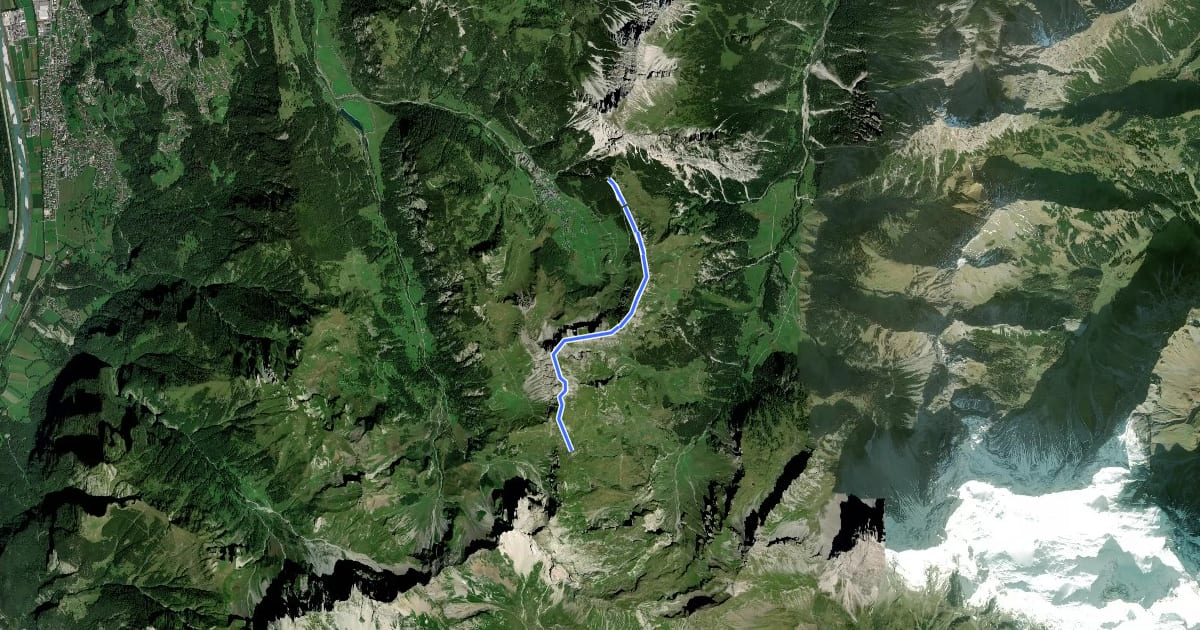 Маршрут Bergstation Sareis - Pfaelzerhuette на спутниковом снимке