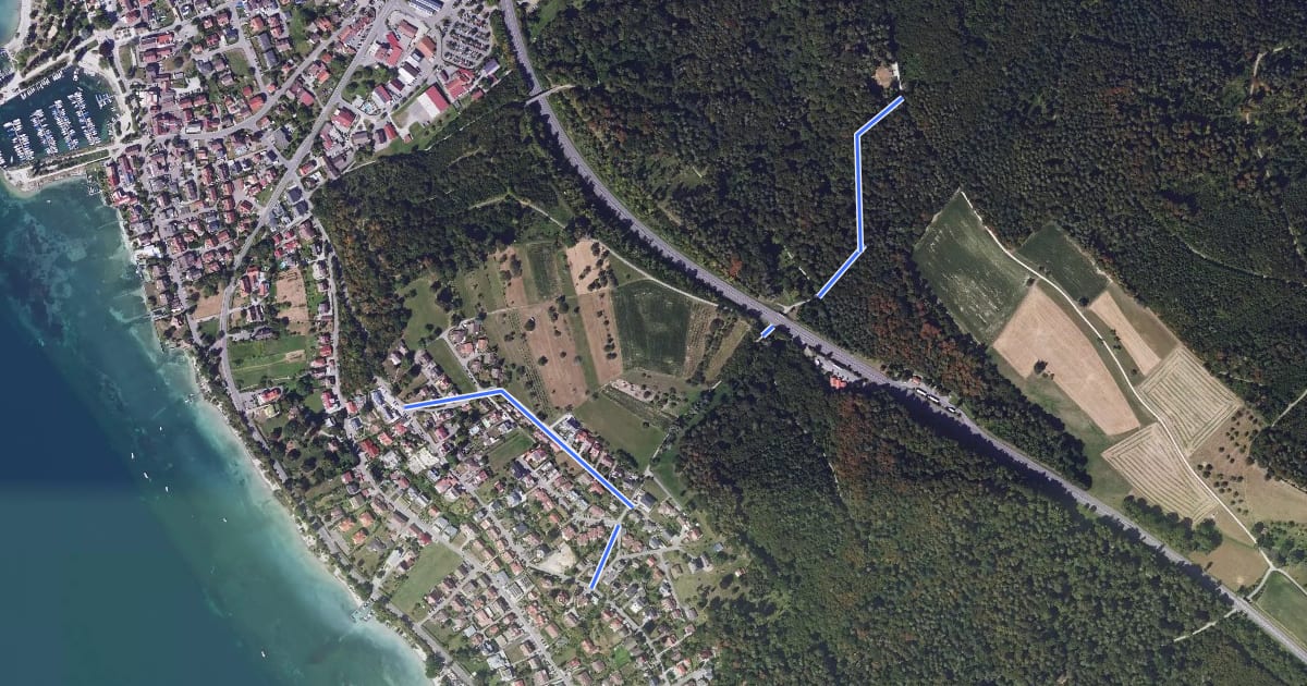 Маршрут Bergstraße - Roggersberg на спутниковом снимке