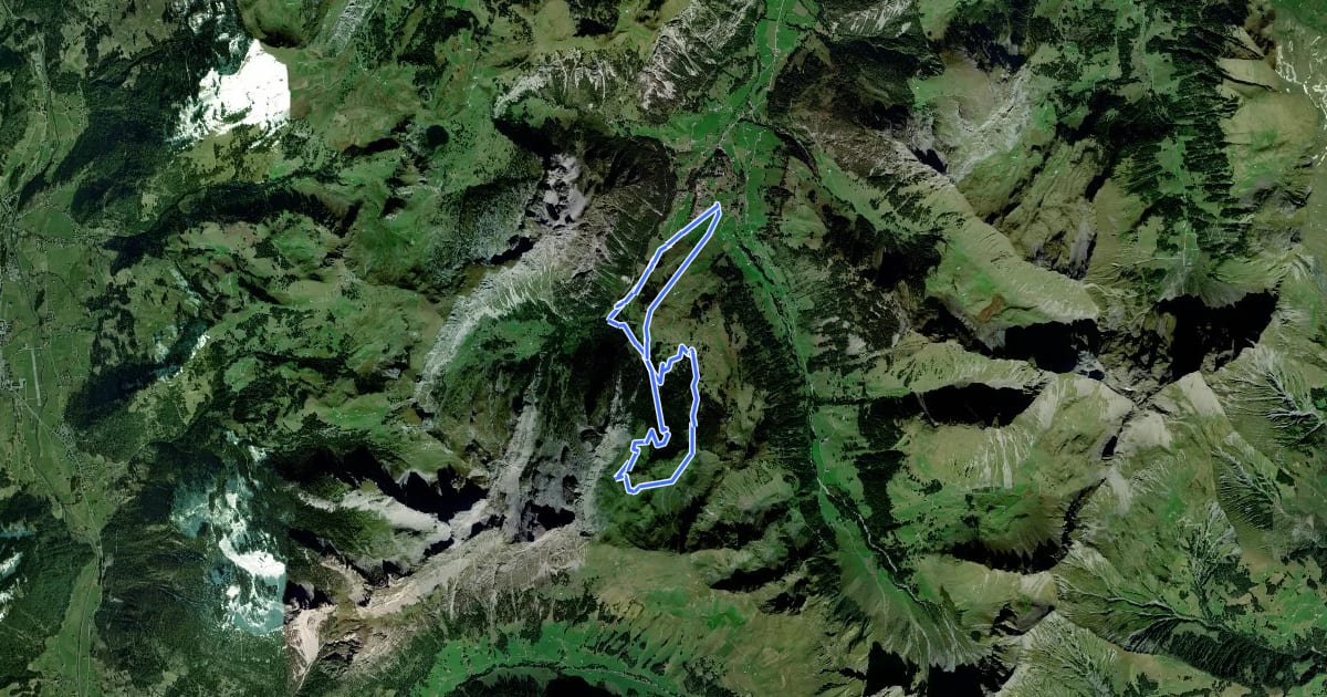 Маршрут Bergweg Kraftort Grimmiwasser на спутниковом снимке