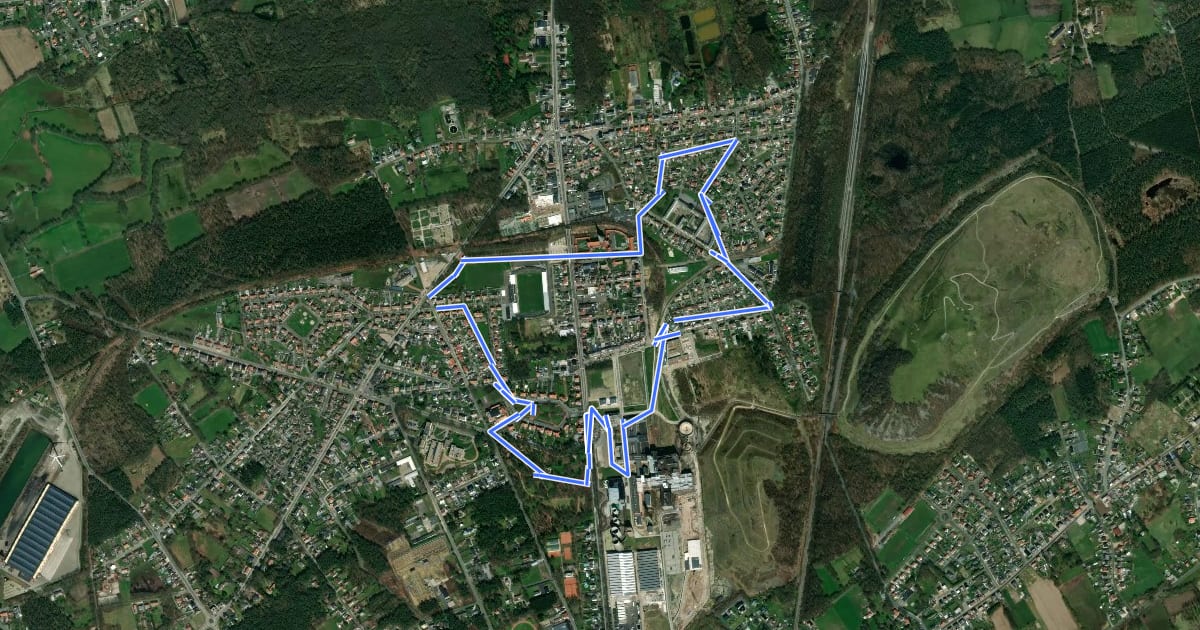 Маршрут Beringen: de cité be-MINE на спутниковом снимке