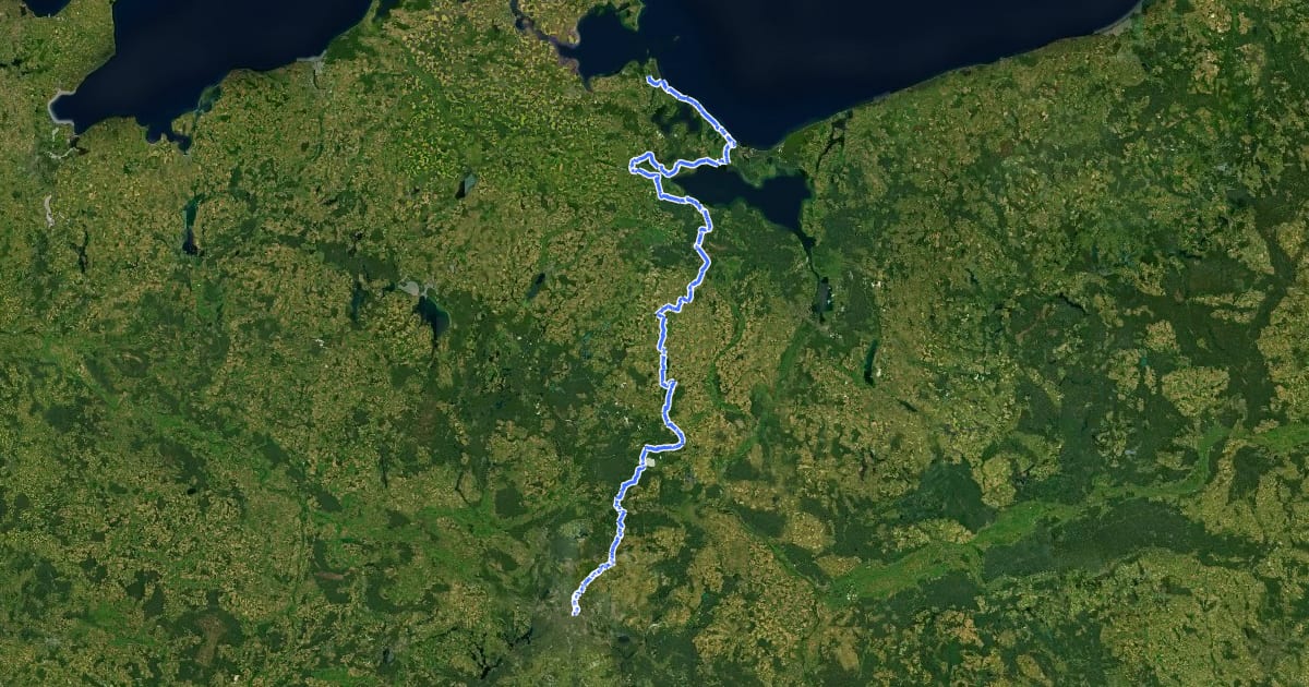 Маршрут Berlin-Usedom Radweg на спутниковом снимке