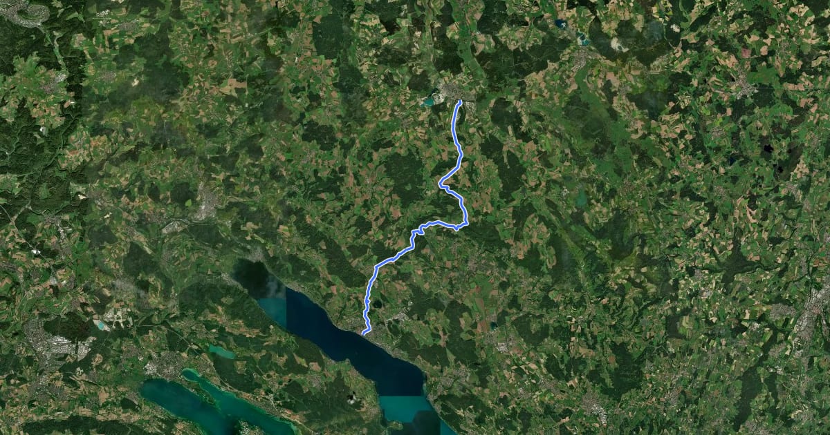 Маршрут Überlingen - Pfullendorf на спутниковом снимке