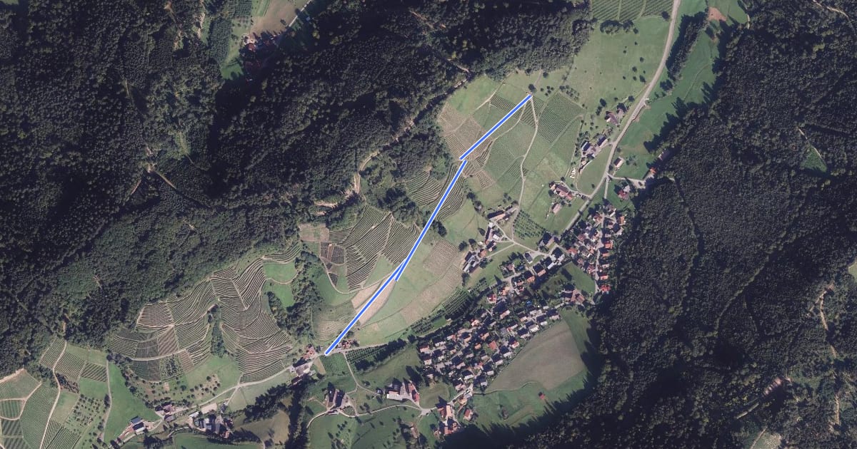 Маршрут Bermersbach Mitteltal - Vorderer Rebberg на спутниковом снимке