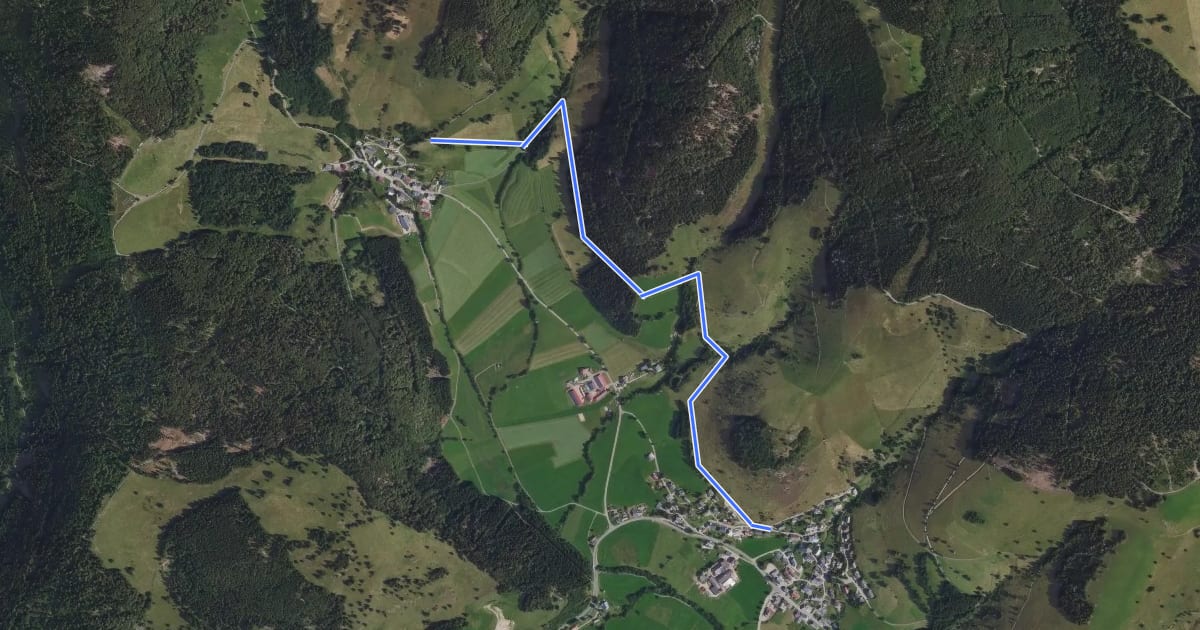 Маршрут Bernau-Dorf Annenhof - Kirchrain на спутниковом снимке