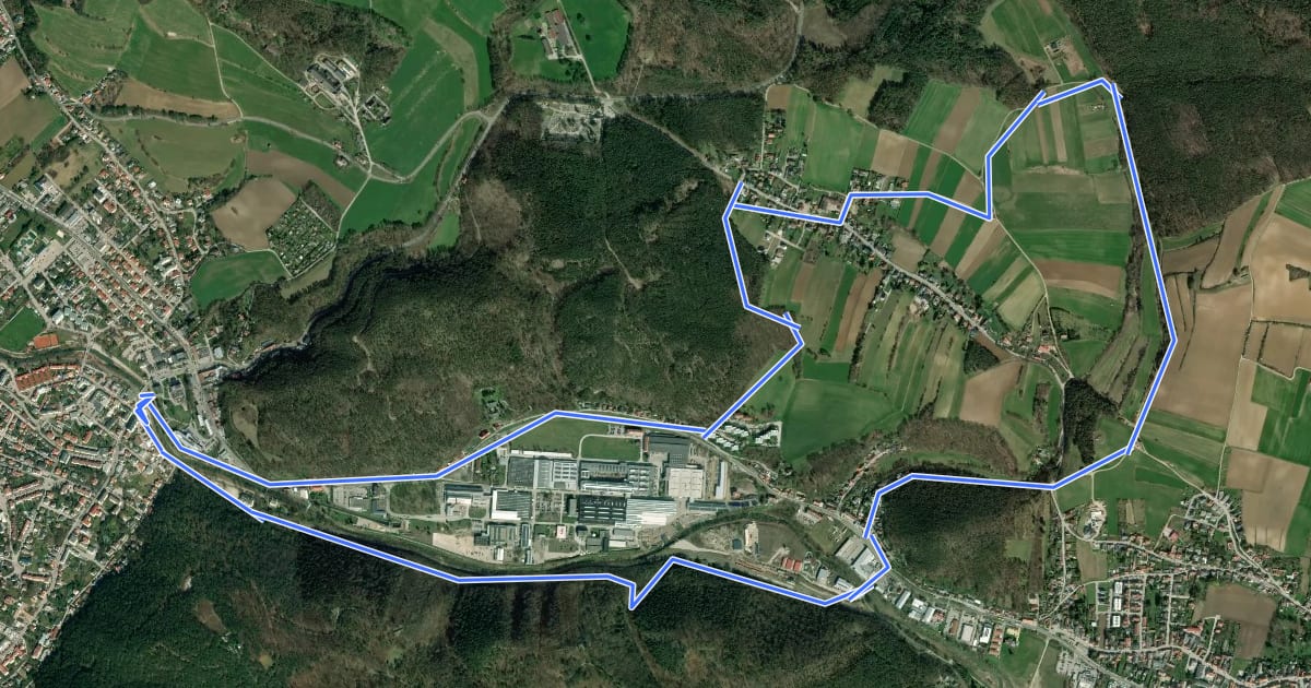 Маршрут Berndorf Runde на спутниковом снимке
