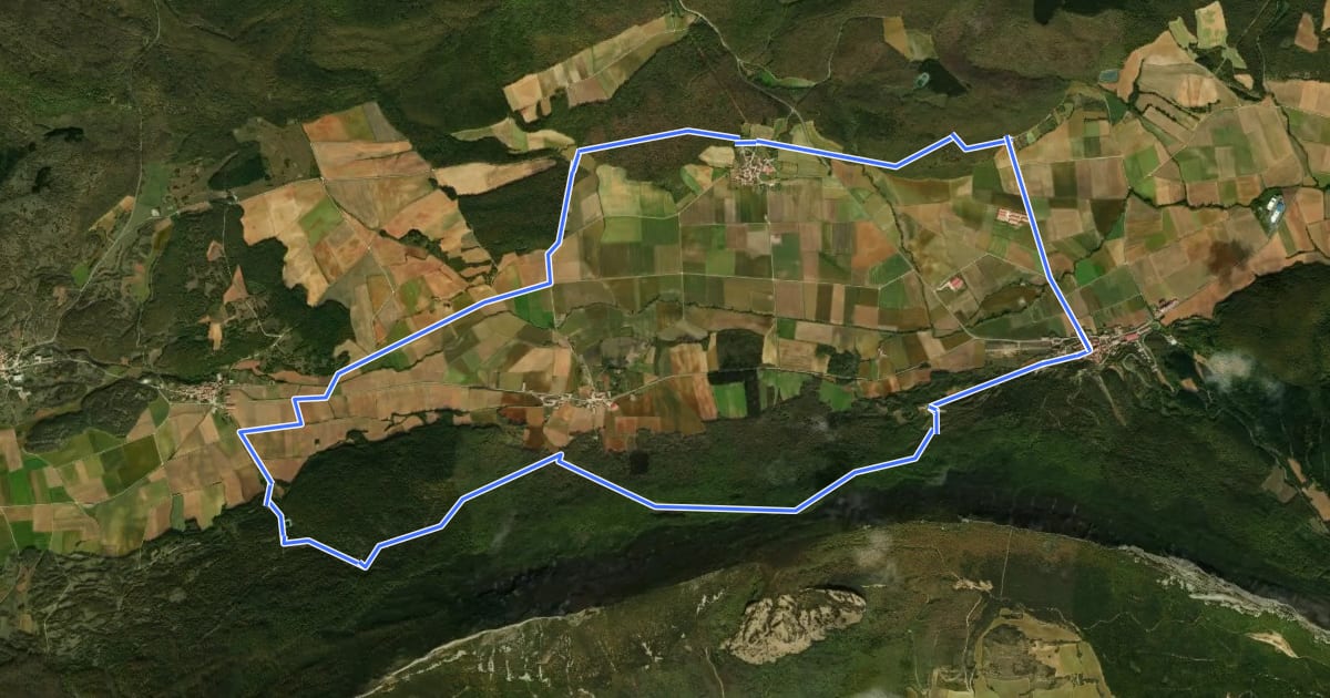 Маршрут Bernedo-Villafría-Villaverde-Navarrete на спутниковом снимке