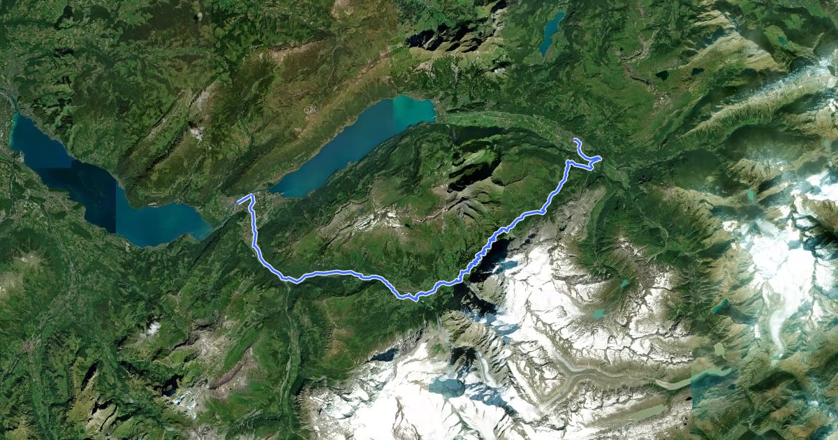 Маршрут Berner Oberland-Route на спутниковом снимке